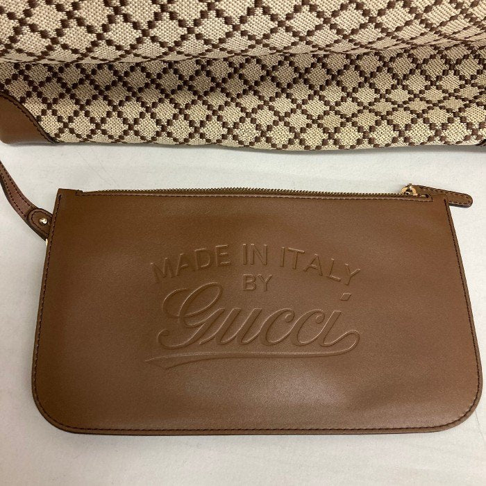 GUCCI グッチ 247209-493075 ディアマンテ ポーチ付き キャンバス レザー トートバッグ ベージュ×ブラウン 瑞穂店