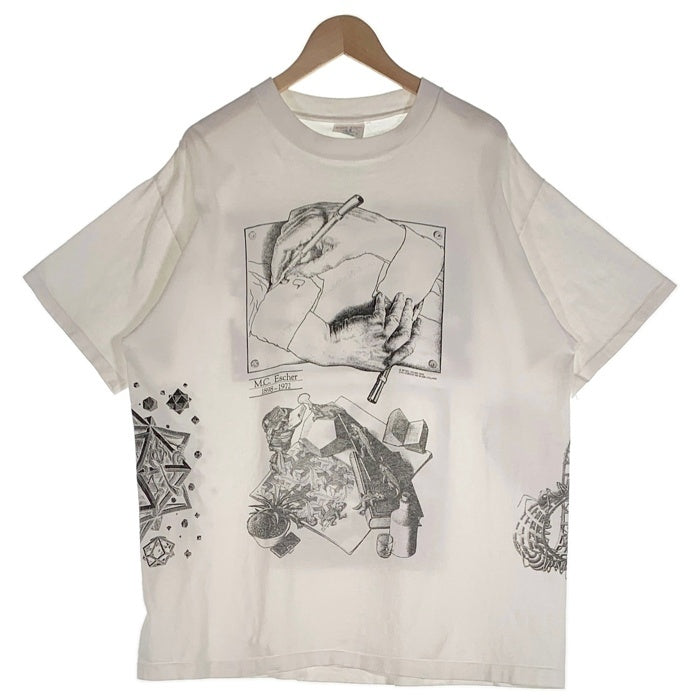 80's 90's SOF TEE M.C.ESCHER エッシャー プリント 半袖 Tシャツ ホワイト USA製 Size XL 福生店