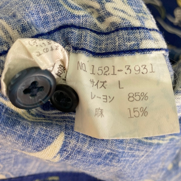 CHAPS RALPH LAUREN チャップス ラルフローレン レーヨン リネン オープンカラーシャツ ネイビー 半袖 アロハ Size L 瑞穂店