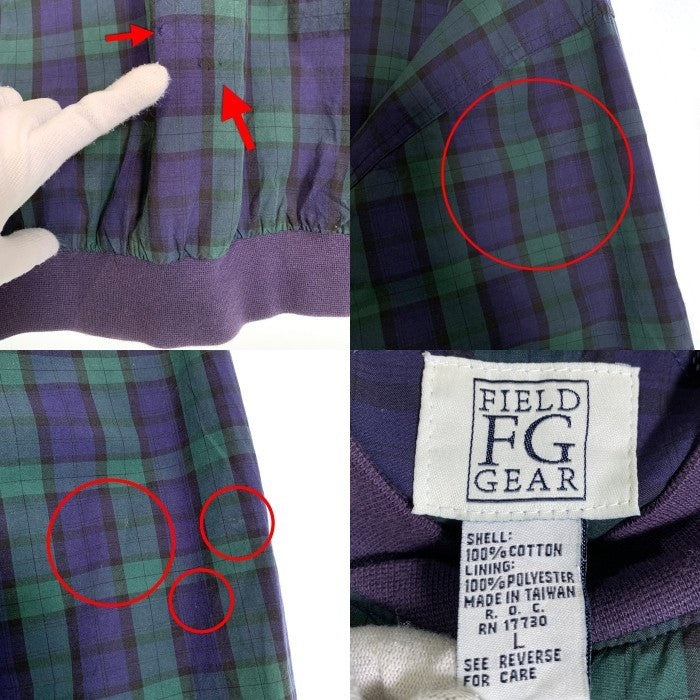 90's FIELD GEAR フィールドギア チェックプルオーバージャケット コットン ブラックウォッチ グリーン ネイビー Size L 福生店