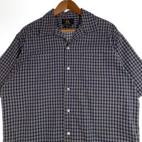 90’s RRL ダブルアールエル コットン オープンカラーチェックシャツ 半袖 ネイビー モーリシャス製 Size S 福生店