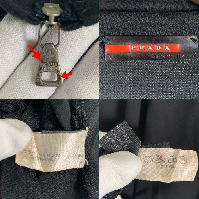 PRADA SPORT プラダスポーツ ハーフジップ プルオーバートップ 長袖 ブラック ポリエステル ラバーパッチ Size L 福生店