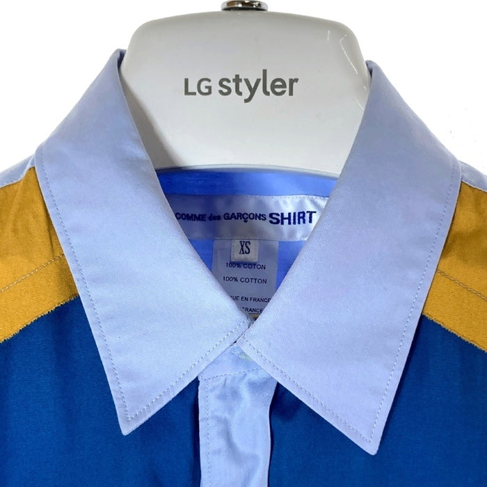 COMME des GARCONS SHIRT コムデギャルソンシャツ S28065 インサイドアウト マルチカラー切替 半袖シャツ ブルー sizeXS 瑞穂店