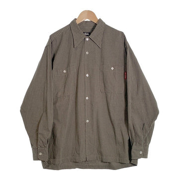 80's STUSSY ステューシー コットンチェックシャツ 長袖 グリーン USA製 黒タグ やや厚手 Size L 福生店