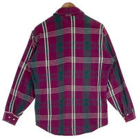 90's ST.JOHN’S BAY セントジョンズベイ チェック フランネルシャツ パープル グリーン USA製 Size M 福生店