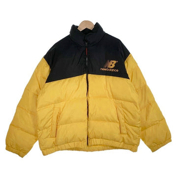 new balance ニューバランス ロゴ刺繡 ダウンジャケット イエロー ブラック ポリエステル ナイロン NB-66440 Size L 福生店