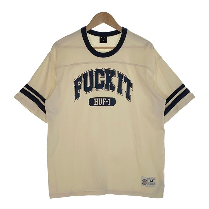 HUF ハフ FUCK IT FOOTBALL SHIRT フットボールシャツ Tシャツ コットン アイボリー KN00498 Size M 福生店