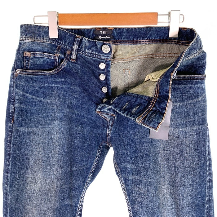 TMT ティーエムティー 20AW HYBRID-STRETCH DENIM 5P FRONT POINT CROPPED TAPERED ハイブリッドストレッチデニム ジーンズ スリム アンクル インディゴ USED/ダメージ加工 TPT-F2003 Size M 福生店