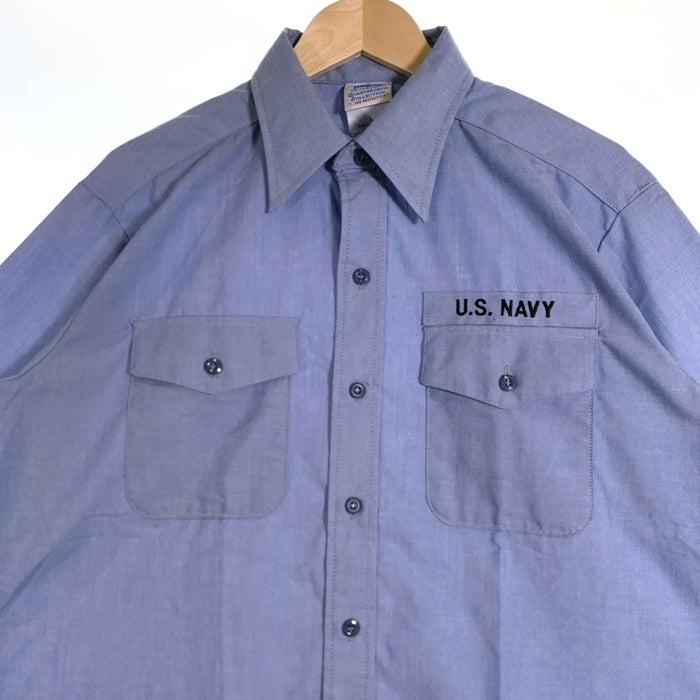 90's U.S.NAVY 米海軍 ユーティリティシャツ 半袖 ライトブルー 8405-01-458-5543 98年会計 Size L 福生店