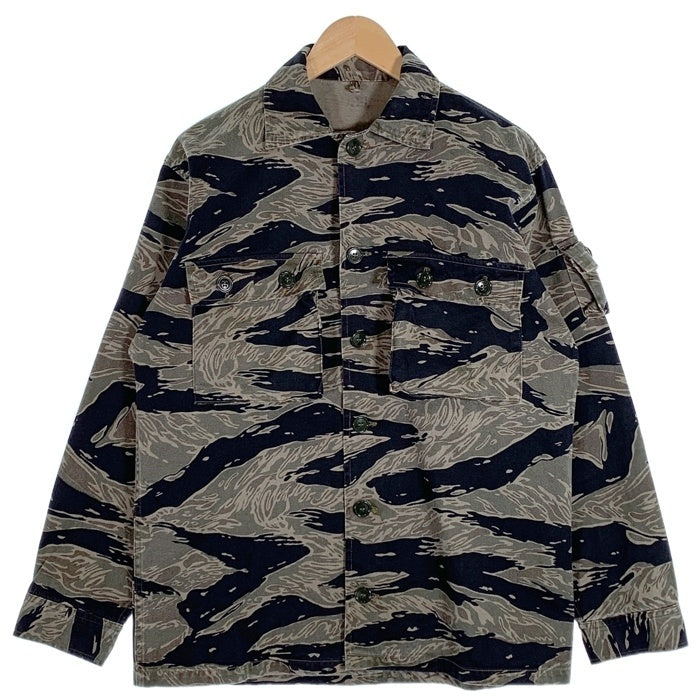 U.S.ARMY 米軍 レプリカ シルバータイガーストライプ カモフラージュ ミリタリーシャツ Size US-L 福生店