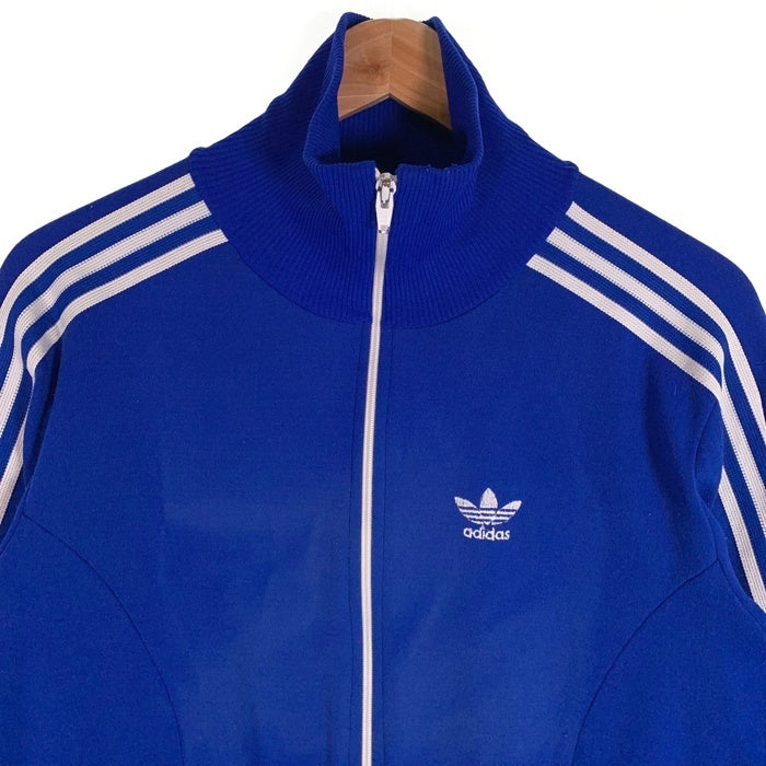 70's adidas アディダス トラックジャケット トレフォイル 刺繡ロゴ ブルー Size L 福生店