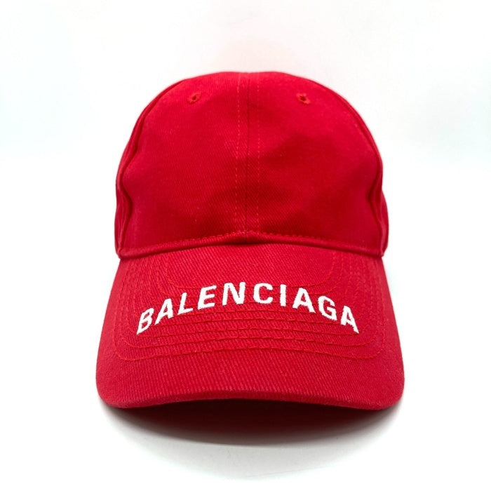 BALENCIAGA バレンシアガ ロゴ刺繡 ベースボールキャップ レッド Size L(59) 瑞穂店