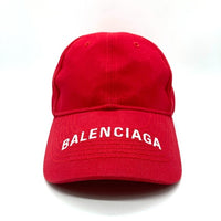 BALENCIAGA バレンシアガ ロゴ刺繡 ベースボールキャップ レッド Size L(59) 瑞穂店