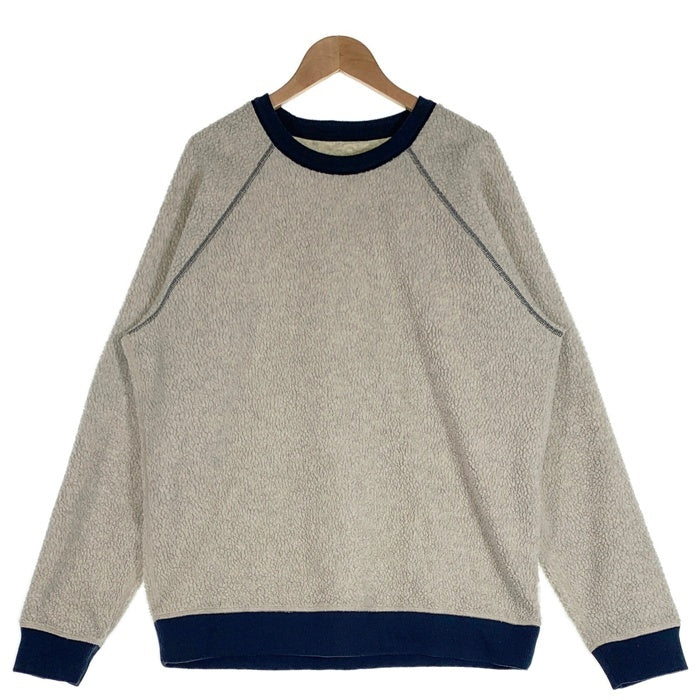 patagonia パタゴニア Reversible Shearling Crew リバーシブルシアリング クルーネックスウェットトレーナー ボア アッシュグレー ネイビー Size XL相当 福生店