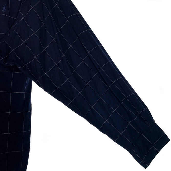 90's Polo By Ralph Lauren ポロバイラルフローレン LOWELL SPORT コットン 長袖 ウィンドウペン ボタンダウン シャツ ブラック Size XXL 福生店