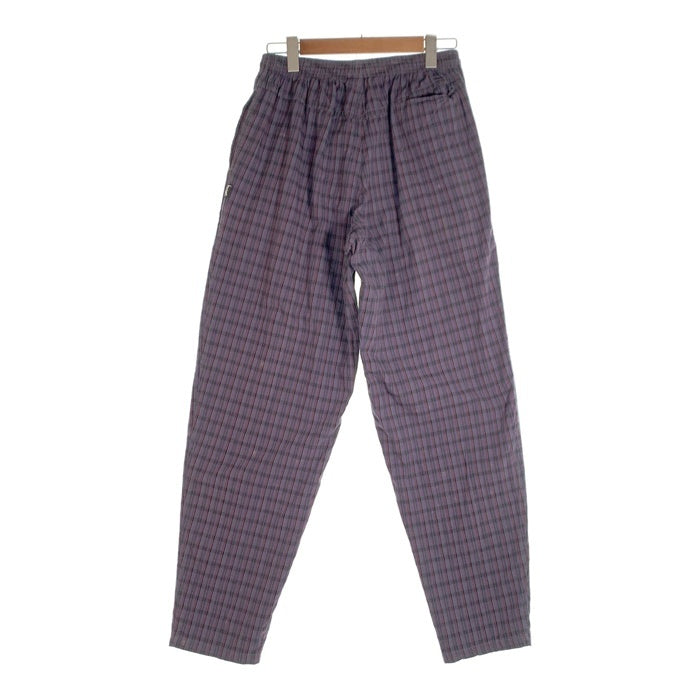80-90's STUSSY ステューシー チェック柄 テーパードイージーパンツ パープル USA製 黒タグ Size XL 福生店