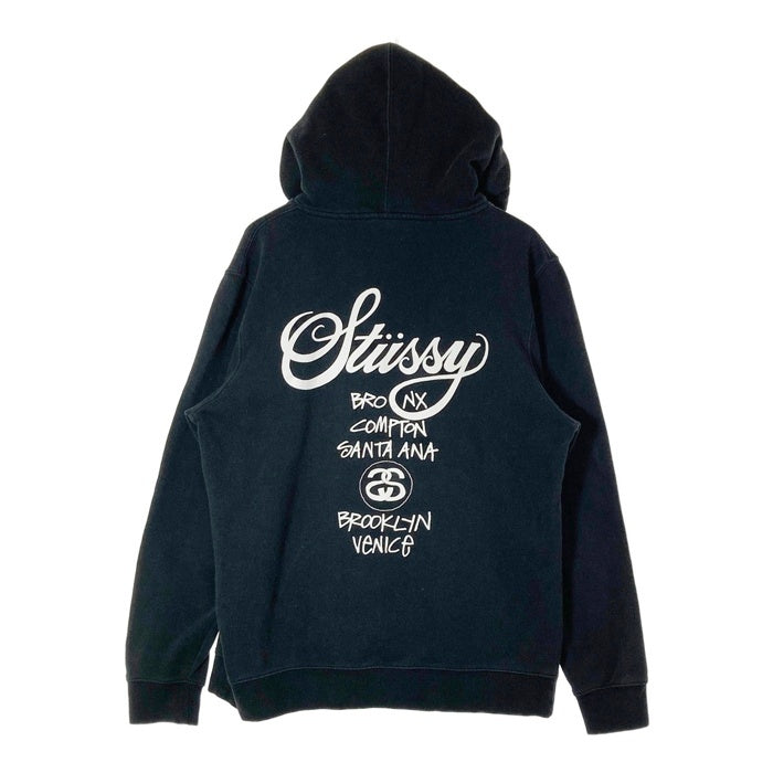 STUSSY ステューシー USA製 ワールドツアー プルオーバーパーカー ブラック sizeM 瑞穂店