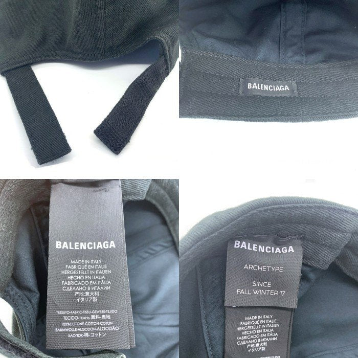 BALENCIAGA バレンシアガ ベースボールキャップ ロゴ刺繡 ブラック Size L (59cm) 福生店