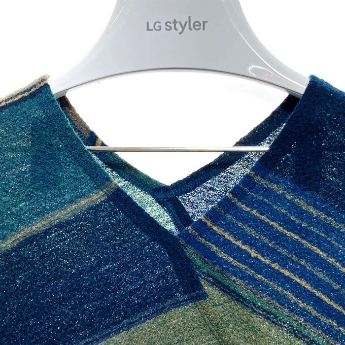 JURGEN LEHL ヨーガンレール Vネックボーダーカットソー グリーン sizeM 瑞穂店