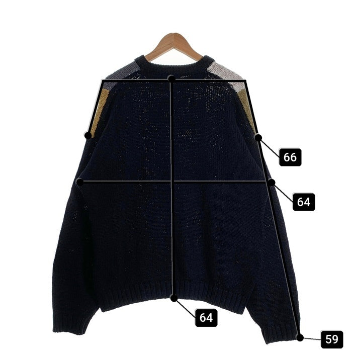 90's AGENDA アジェンダ アクリルニットセーター ブラック マルチ 台湾製 Size L 福生店