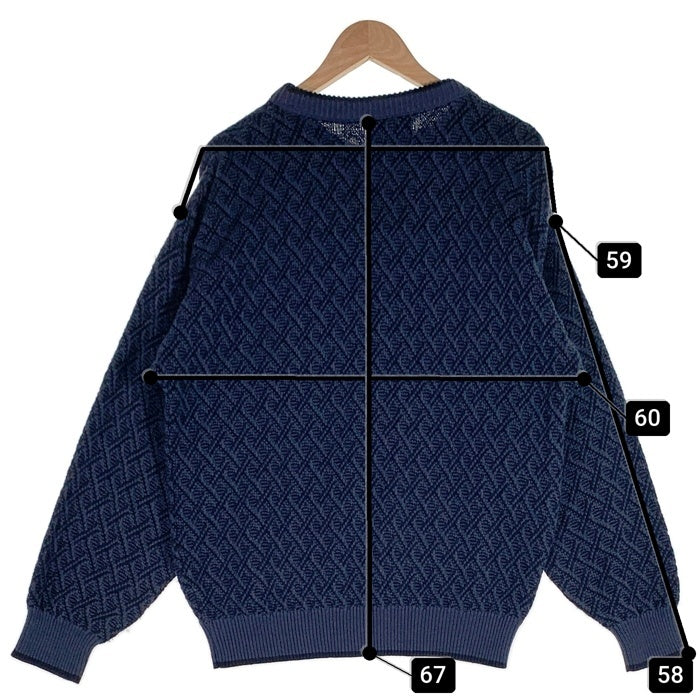 JANTZEN ジャンセン 格子柄 アクリルニットセーター ネイビー メキシコ製 Size L 福生店
