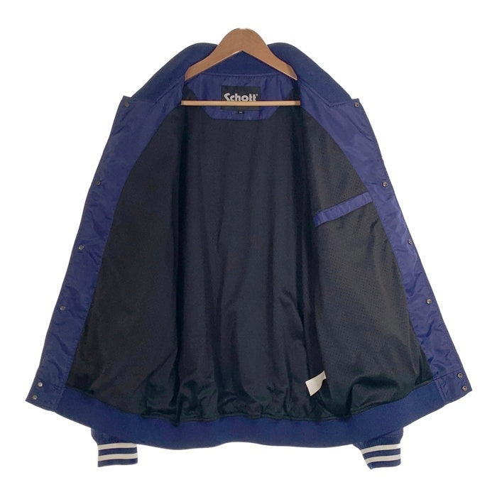 Schott ショット 22SS NYLON VARSITY JACKET ナイロン バーシティジャケット スタジャン ロイヤルブルー 3122055 スナップボタン Size 2XL 福生店