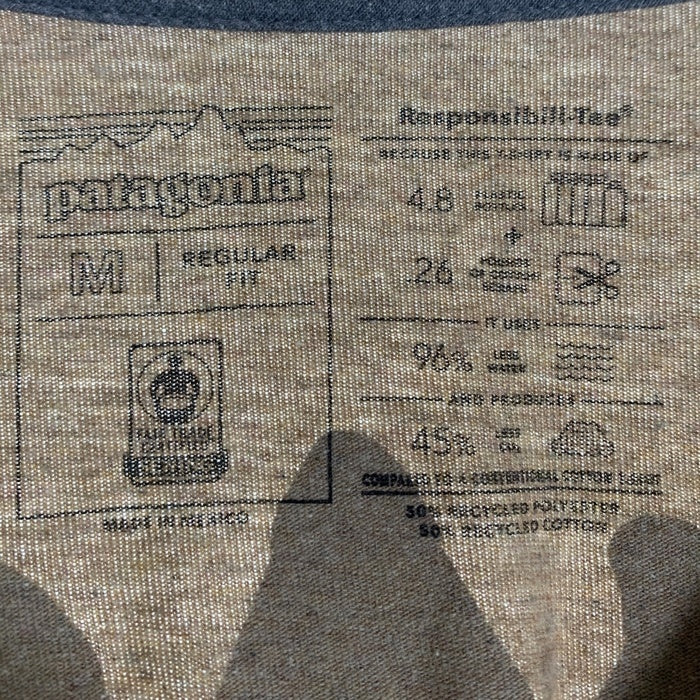 Patagonia パタゴニア M's L/S Chasing Peaks Responsibili-Tee 長袖 Tシャツ ロンT ベージュ Size L 福生店