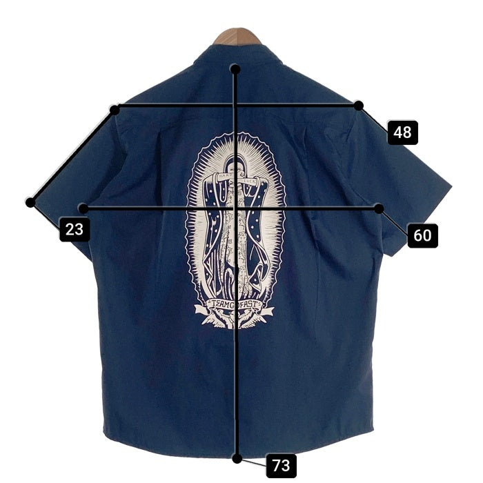 HARD LUCK ハードラック LADY G GUADALUPE BUTTON UP S/S WORK SHIRT レディー ジー グアダルーペ マリア ワークシャツ ネイビー Size M 福生店