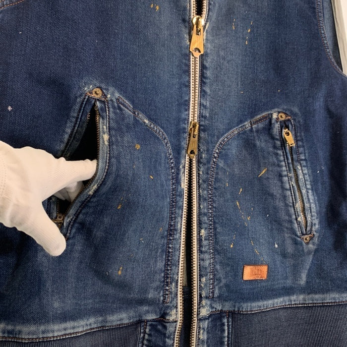 TMT ティーエムティー 19AW SWEATLIKE-INDIGO DENIM TRACK JACKET スウェットデニムトラックジャケット インディゴ ダメージ/ペンキ加工 TJK-F1903 Size L 福生店