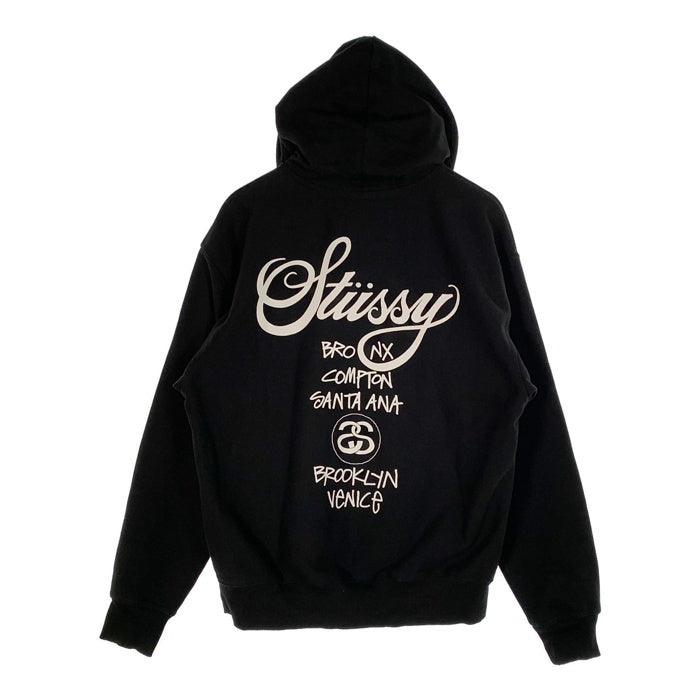 STUSSY ステューシー ワールドツアー プリント プルオーバースウェットパーカー ブラック 3923792 Size M 福生店