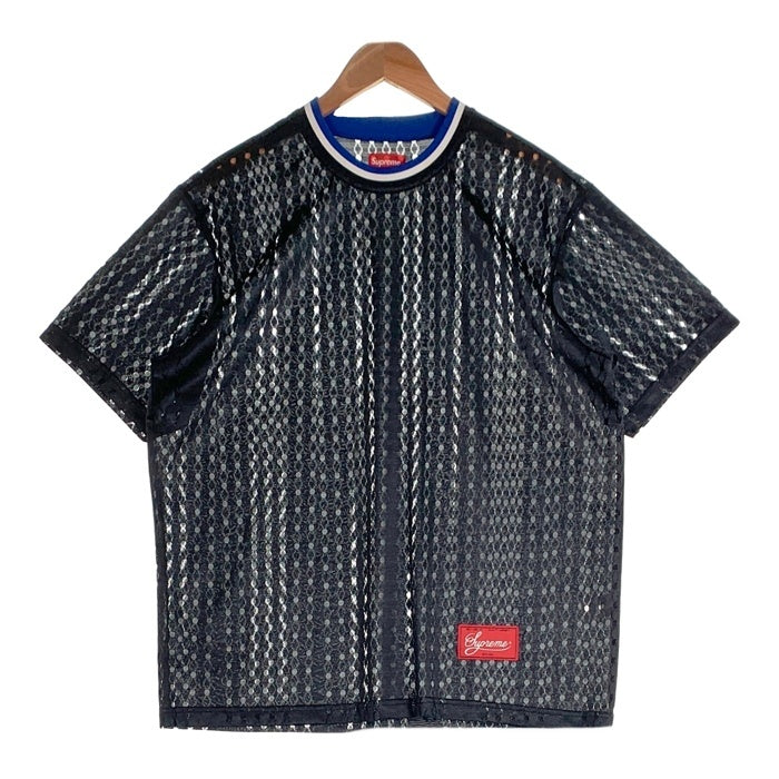 SUPREME シュプリーム 22SS Perforated Stripe Warm Up Top パーフォレーテッド ストライプ ウォームアップ トップ 半袖 ゲームシャツ ブラック Size M 福生店