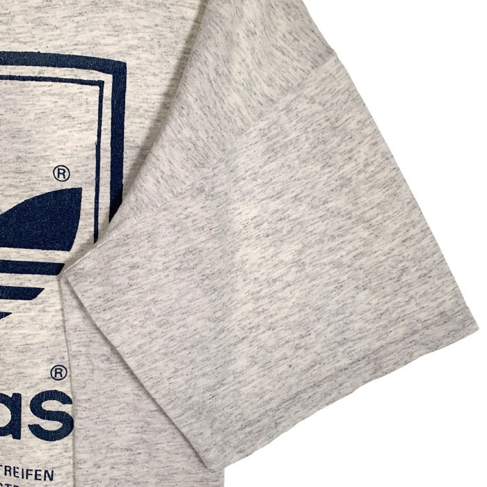 80's adidas アディダス ロゴプリント Tシャツ 両面 グレー 万国旗タグ USA製 Size L 福生店