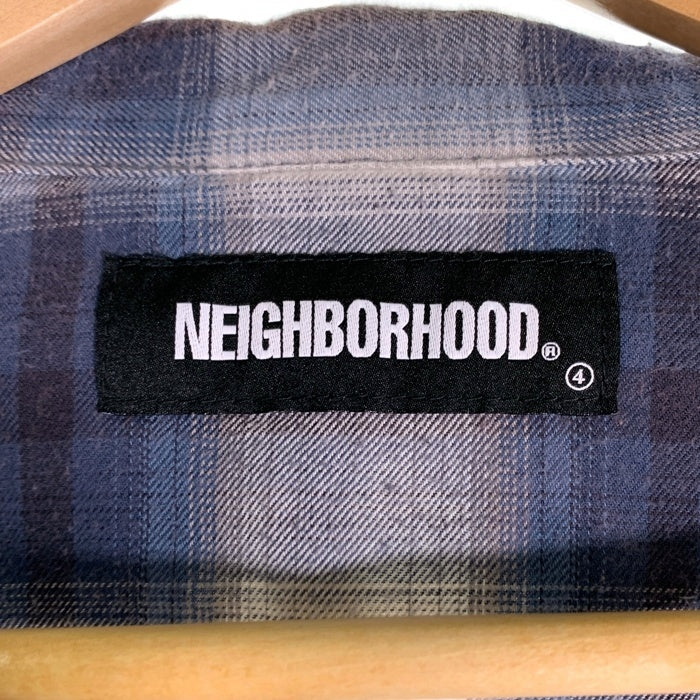 NEIGHBORHOOD ネイバーフッド 21SS B&C C-SHIRT コットンチェックシャツ 長袖 ネイビー ホワイト 211ARNH-SHM03 Size L 福生店