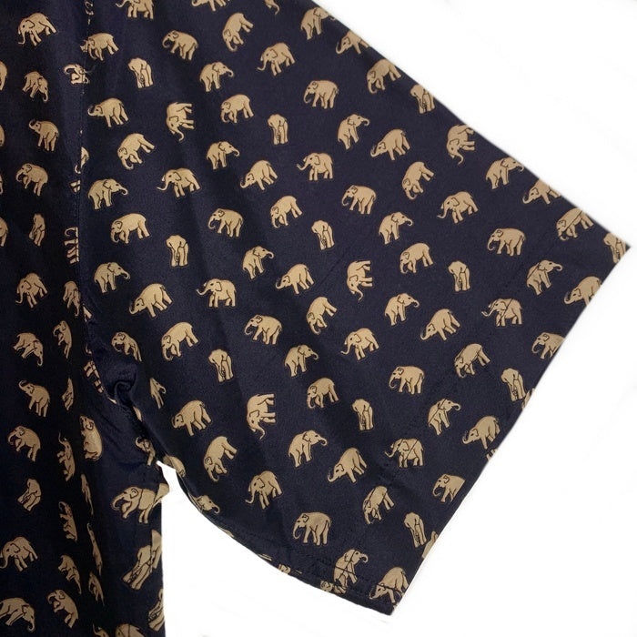 JIM THOMPSON ジムトンプソン シルク 半袖 シャツ 象柄 ネイビー Size L 福生店