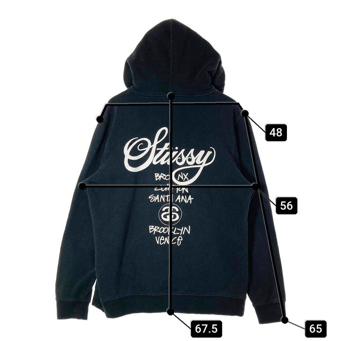 STUSSY ステューシー USA製 ワールドツアー プルオーバーパーカー ブラック sizeM 瑞穂店