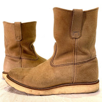 90's REDWING レッドウィング スウェード ペコスブーツ ベージュ 8168 97年 縦刺繡羽タグ Size 9E (27.0cm) 福生店