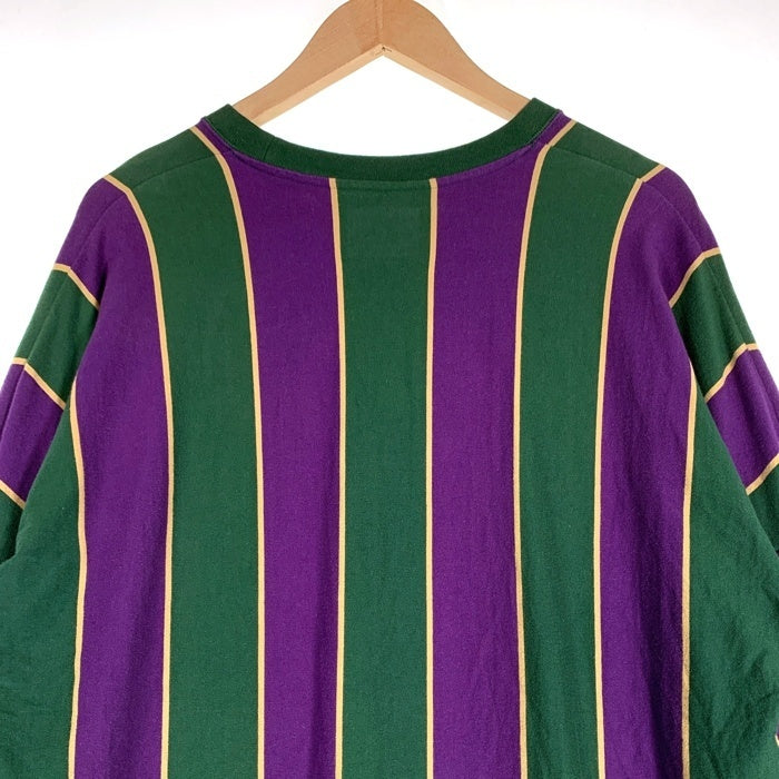 WTAPS ダブルタップス 21AW PEACE LS / COTTON ストライプ ロングスリーブTシャツ 刺繍 グリーン パープル 212ATDT-CSM35 Size 02 福生店
