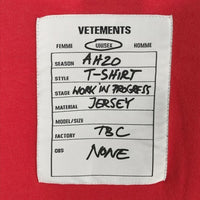 VETEMENTS ヴェトモン 19AW Back Barcode Patch Over Size Tee バックバーコード オーバーサイズTシャツ レッド Size S 福生店