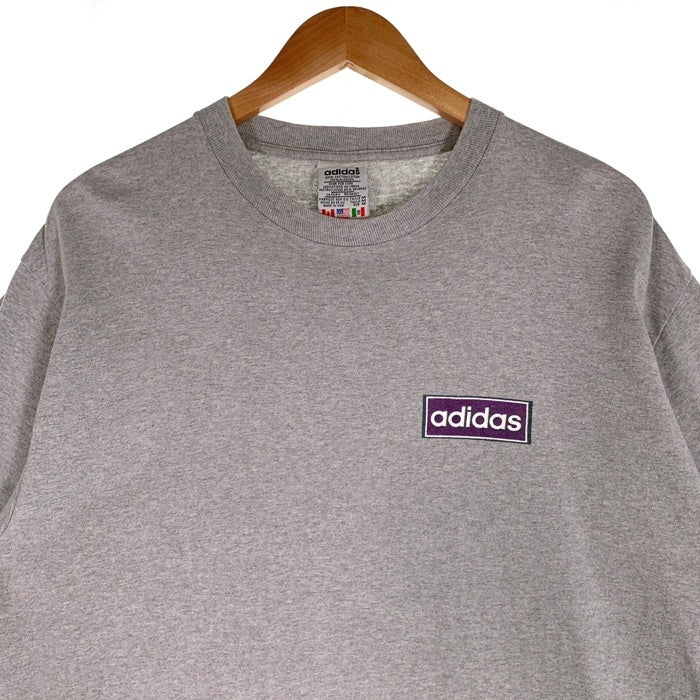 90's adidas アディダス バックプリント 半袖 Tシャツ 刺繡タグ グレー USA製 Size M 福生店