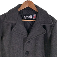 Schott ショット シングル ウール ピーコート 裏キルティング グレー Size 40 福生店