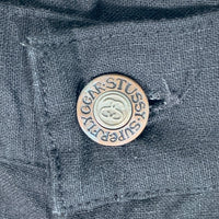 80-90's STUSSY ステューシー リネン コットン テーパードスラックス パンツ ブラック USA製 黒タグ Size 28 福生店