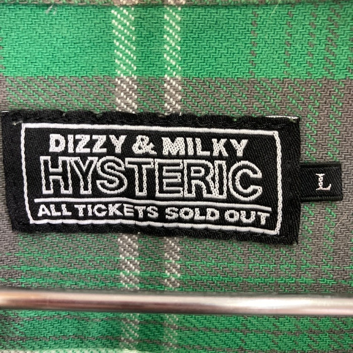 HYSTERIC ヒステリック DIZZY & MILKY チェックシャツ グリーン×グレー sizeL 瑞穂店