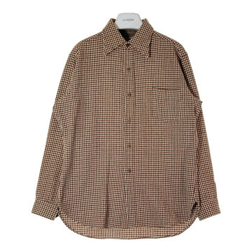 PENDLETON ペンドルトン 70's USA製 ウールシャツ 片ポケット 千鳥柄 ベージュxブラウン sizeL 瑞穂店