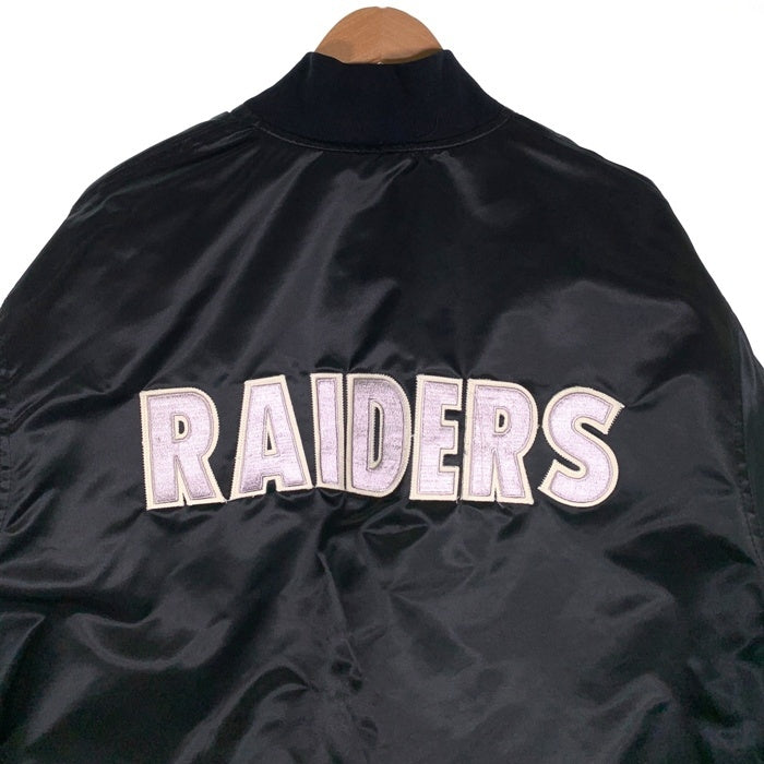 80's 90's STARTER スターター PROLINE プロライン NFL RAIDERS レイダース ナイロン スタジアムジャケット スタジャン ブラック USA製 Size XL 福生店