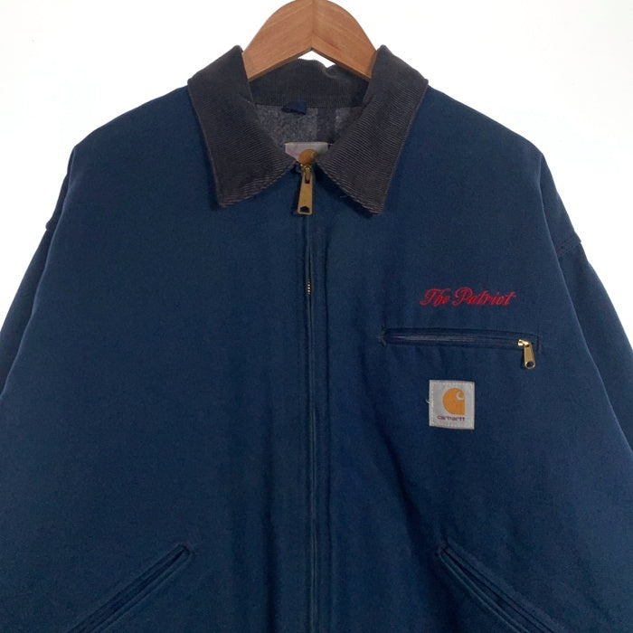 90's Carhartt カーハート ダック デトロイトジャケット ネイビー 刺繡 ブランケットライナー J01 Size 52 福生店