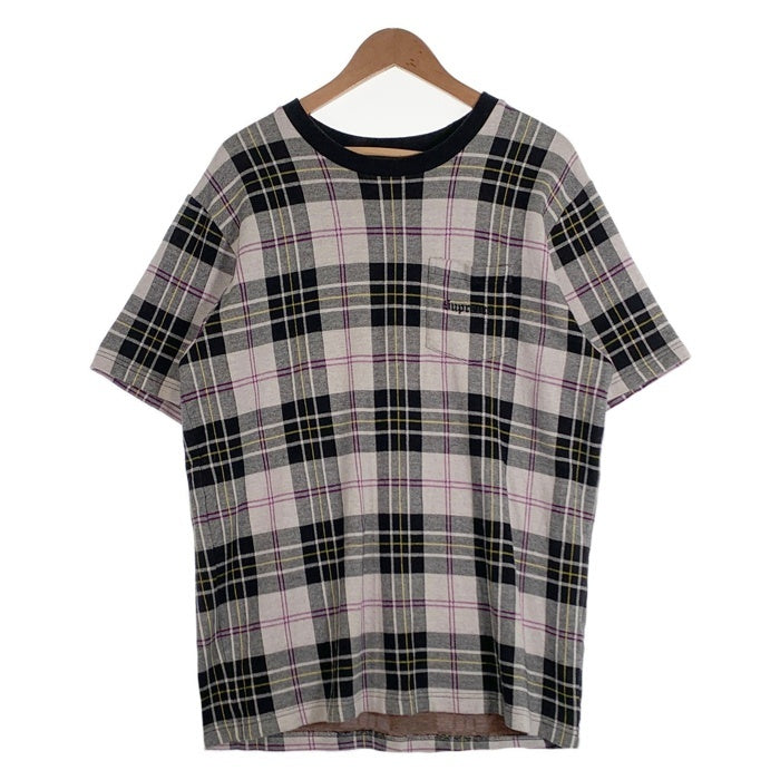 SUPREME シュプリーム 18SS Jacquard Tartan Plaid Tee ジャガード タータンチェック ポケットTシャツ コットンニット Size L 福生店