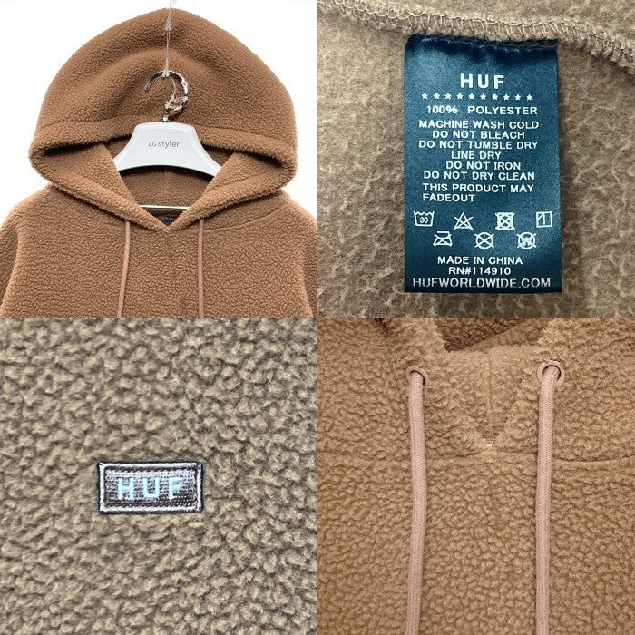 HUF ハフ ロゴ刺繍 ボアパーカー ブラウン sizeL 瑞穂店