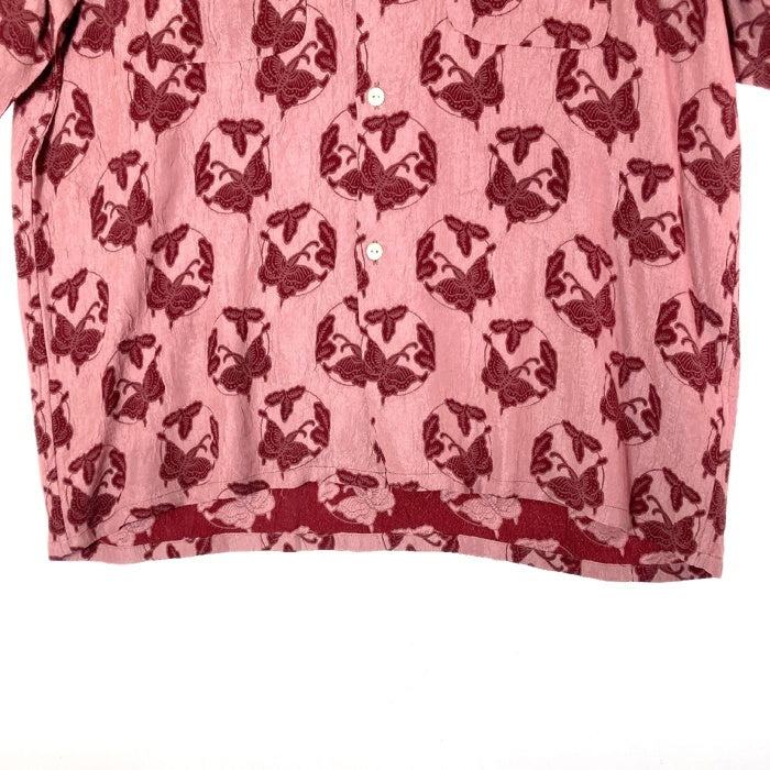 Needles ニードルズ MR240 S/S One-Up Shirt Papillon オープンカラーシャツ パピヨン柄 ジャガード織 ピンク sizeL 瑞穂店