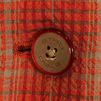 ETRO エトロ シアサッカー 2B テーラードジャケット チェック柄 オレンジ シルク ウール 161-11889-1222 Size 52 福生店