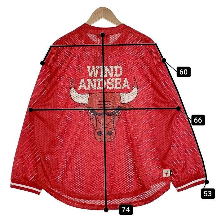 WIND AND SEA ウィンダンシー NBA CHICAGO BULLS シカゴブルズ Mesh Long Sleeve Top  メッシュロングスリーブトップ レッド Size M 福生店